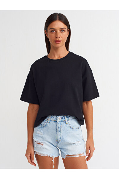 Dilvin 71511 Lazerli Kısa Denim Şort-Mavi