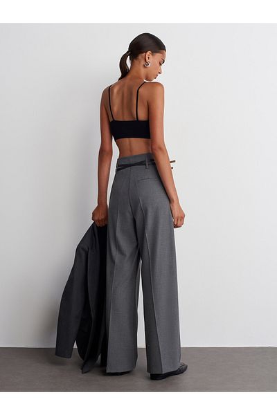 Dilvin High Waist 71526 Model Belted Trousers - Anthracite