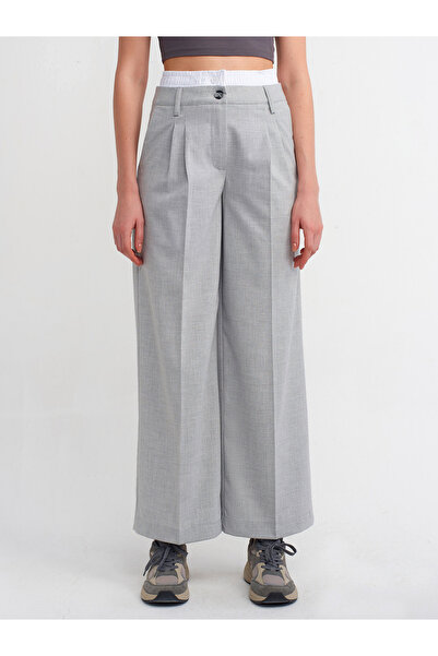 Dilvin 71286 Çift Bel Bantlı Pantolon-gri