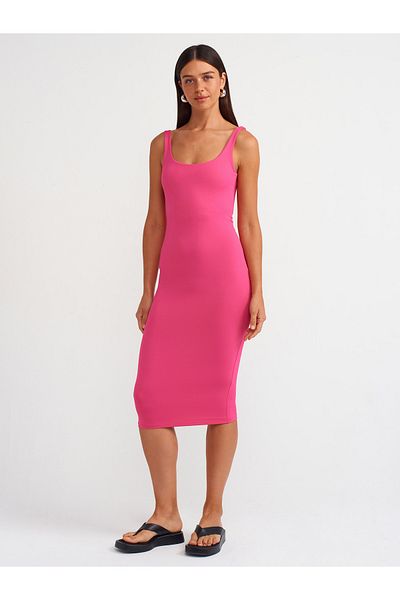 Dilvin Rochie midi 91200 fucsia - poliamidă cu gât în U