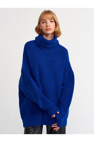 Dilvin 2268 Turtleneck széles pulóver-saks