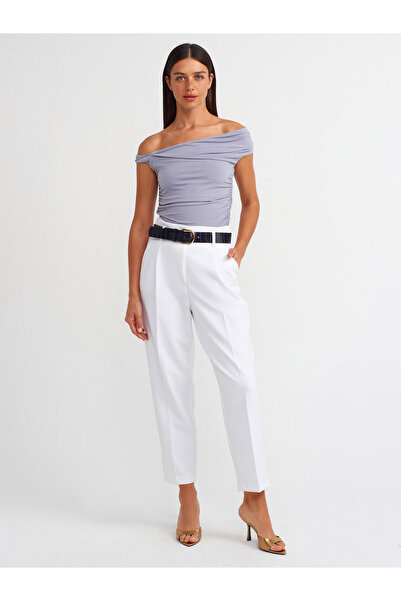 Dilvin 30806 Model Asymmetrical Gathered Gray Ball