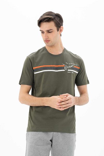 Arma Ανδρικό μπλουζάκι Khaki Plus Size Crew Neck Y 25344869901