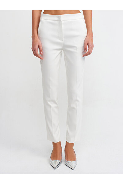 Dilvin 71263 Skinny Cut Normal Waist Trousers-White
