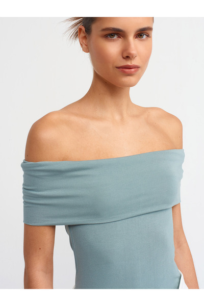 Dilvin 30919 Off Shoulder Ball-Πράσινο