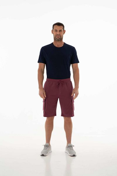 Arma Men's Burgundy Regular Fit Cargo Pocket Piece Painting Shorts K 21504278101