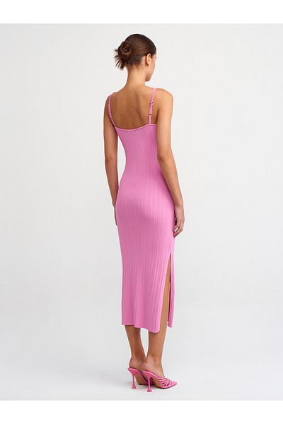 Dilvin 90139 Rochie tricotaj cu bretele-roz