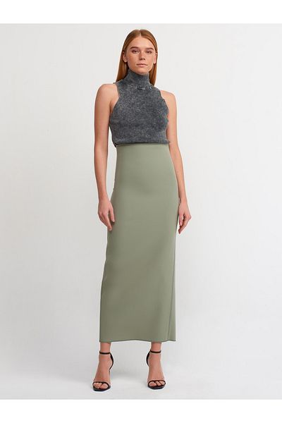 Dilvin 80824 Fustă creion midi - Verde