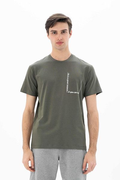 Arma Ανδρικό μπλουζάκι Khaki Regular Fit Crew Neck Y 25344470701
