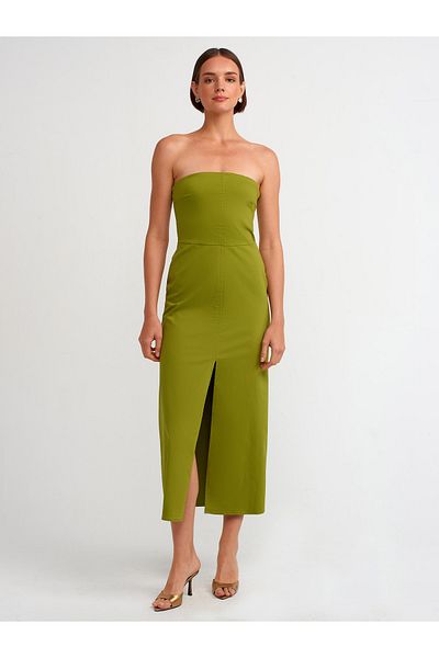Dilvin 90758 Rochie fără bretele-verde ulei
