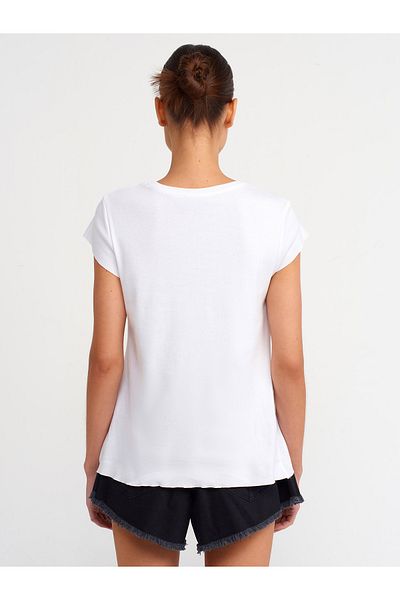 Dilvin 30719 Tricou cu gât crew-alb