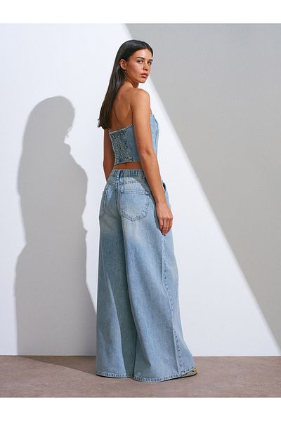 Dilvin 71493 Pantaloni largi din denim - Nuanță