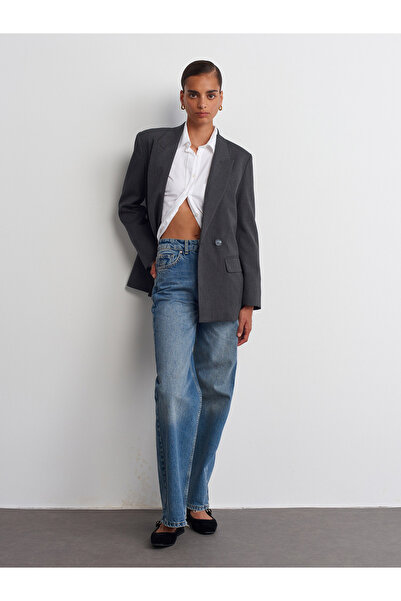 Dilvin 71691 Wideleg Denim Pantolon-Tint