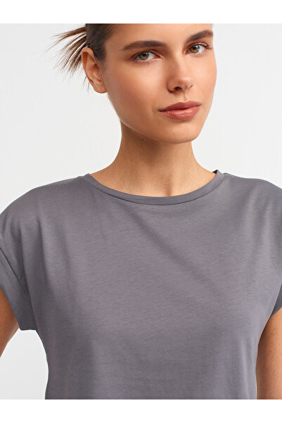 Dilvin 3504 100% Cotton Crew Neck Combed Cotton T-Shirt-Smoked