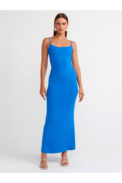 Dilvin 91175 Saks Blue Strappy Long Dress