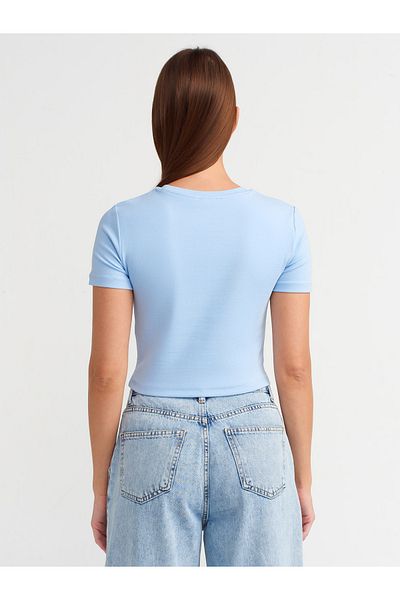 Dilvin 30124 Tricou Crop Albastru