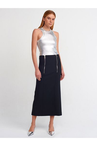 Dilvin 80823 Fustă creion cu fermoar - negru