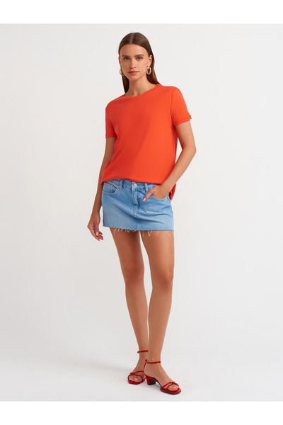 Dilvin Model 3471 - Tricou de bază roșu cu gât roșu