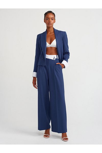Dilvin 71532 Kontras Indigo Fit Trousers - Custom Made Waisted