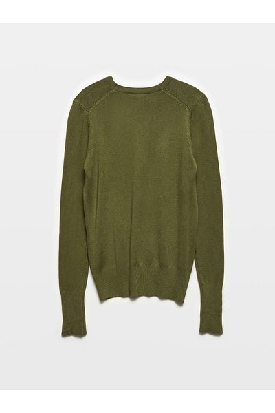 Dilvin 1267 Model - Crew Neck Khaki Knitwear Sweater