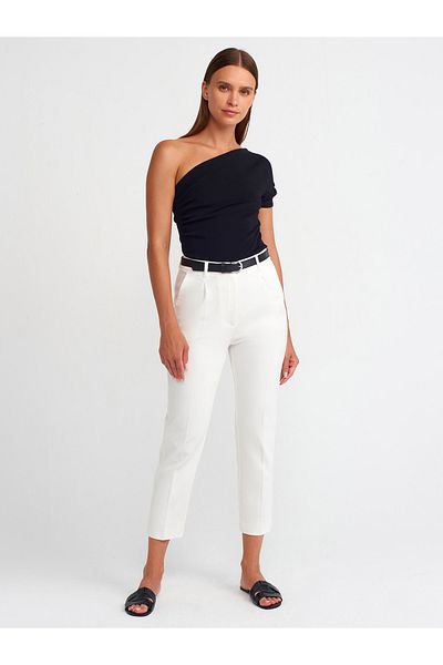 Dilvin 71521 Smart White Belted Trousers