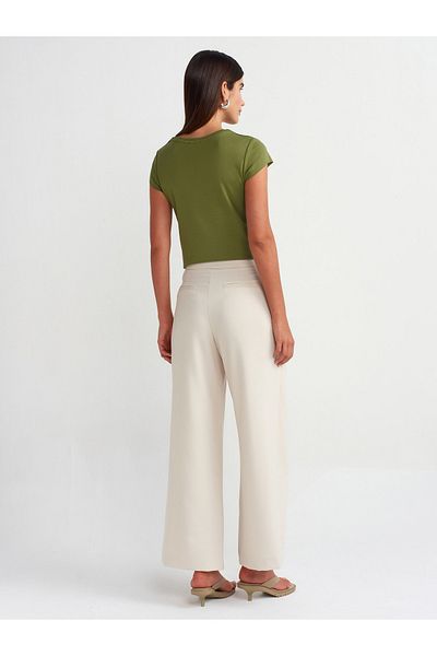 Dilvin 71274 Pareo Style Trousers-Stone
