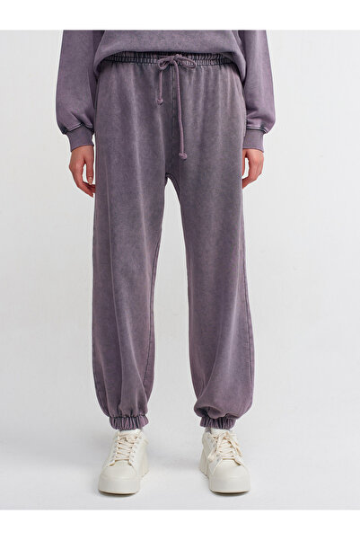 Dilvin 70467 Jogger Pants with Wash Effect-Purple