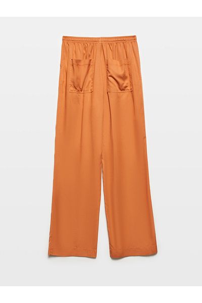 Dilvin 71536 Brick Color Waist-Tied Draped Trousers - A.Tile
