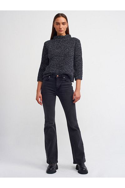 Dilvin 71402 Comfort Lycra Flare Pants-Black