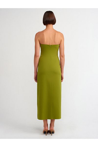Dilvin 90758 Rochie fără bretele-verde ulei
