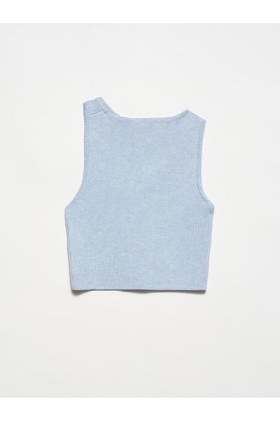 Dilvin 10173 Top tricotat cu guler decoltat albastru