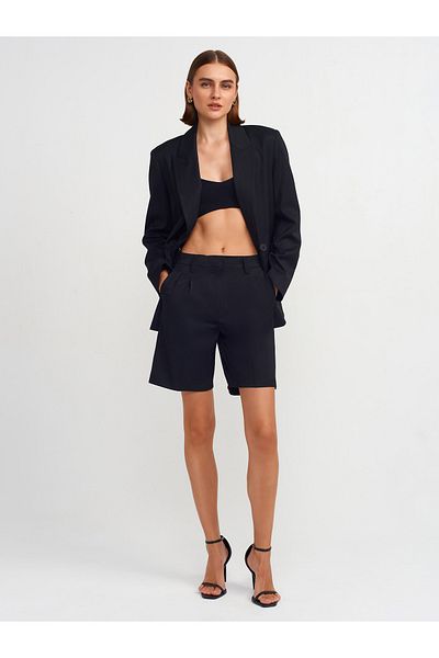 Dilvin 71541 Black Adjustable Waisted Bermuda Shorts