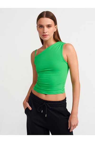 Dilvin 20861 Minge verde adunată asimetrică
