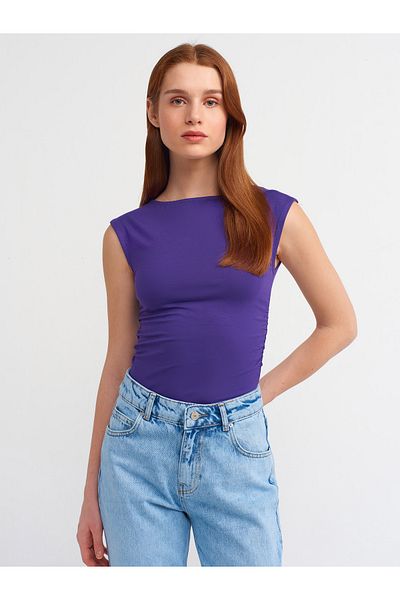 Dilvin 30924 Top fără mâneci adunat-Violet