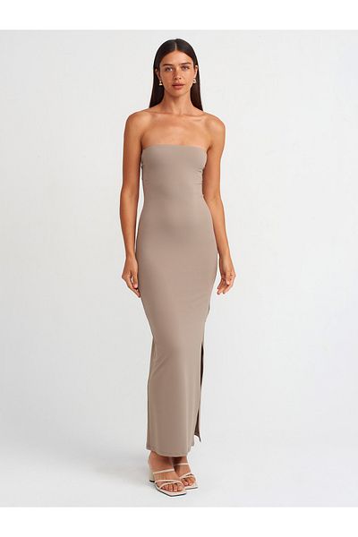 Dilvin 91176 Model Rochie Midi din nurcă fără bretele