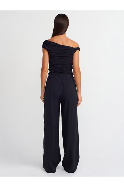 Dilvin 71515 Model - Black Full Trousers with Elastic Waist