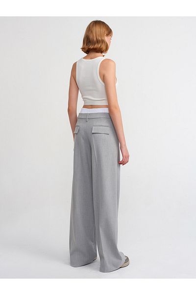 Dilvin 71211 Loose Trousers with Laundry Detail-Grey