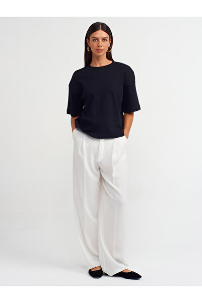 Dilvin 31067 Μαύρο μπλουζάκι με βαμβακερή επένδυση