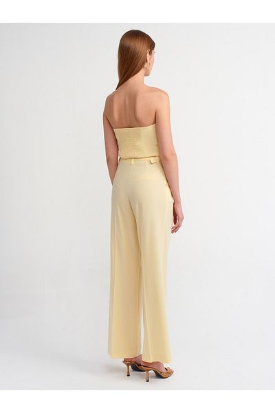 Dilvin 71283 Adjustable Waisted Stylish Trousers-Yellow