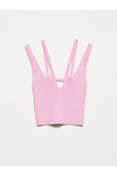 Dilvin 10340 Double Strap Knitwear Athlete-Pink