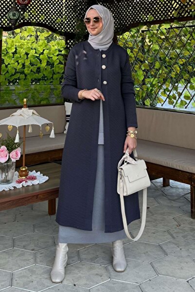 Rabia Şamlı Anthracite Sinem Steel Knitted Knitwear Cardigan