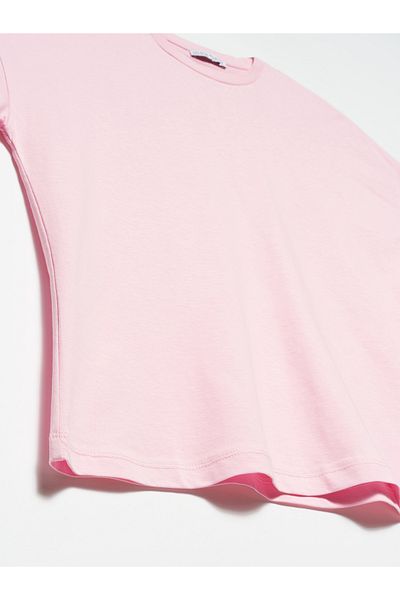 Dilvin 3683 Tricou de bază Crew Neck-roz deschis