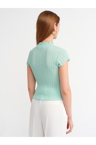 Dilvin 10518 Bluză din tricotaje cu guler vertical, color mentă