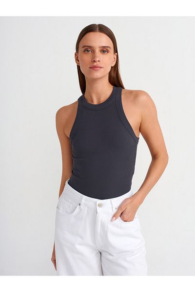 Dilvin 20810 Crop Top-Anthracite