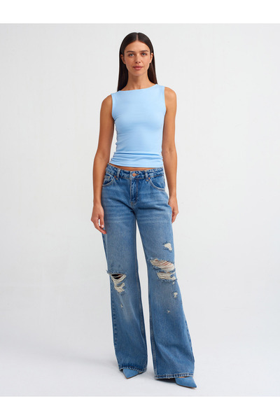 Dilvin 20868 Gât barca fără mâneci-albastru deschis