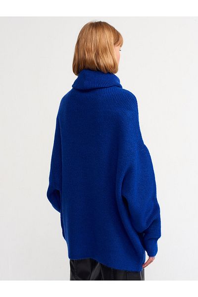 Dilvin 2268 Turtleneck széles pulóver-saks