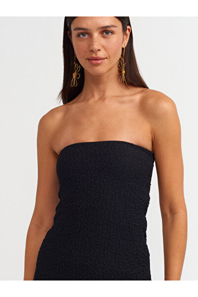 Dilvin 90870 Στράπλες Μίντι Φόρεμα-Μαύρο