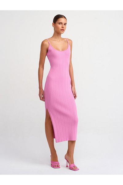 Dilvin 90139 Rochie tricotaj cu bretele-roz