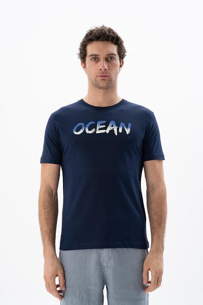 Arma Ανδρικό μπλουζάκι Navy Blue Regular Fit Crew Neck Y 25344406001