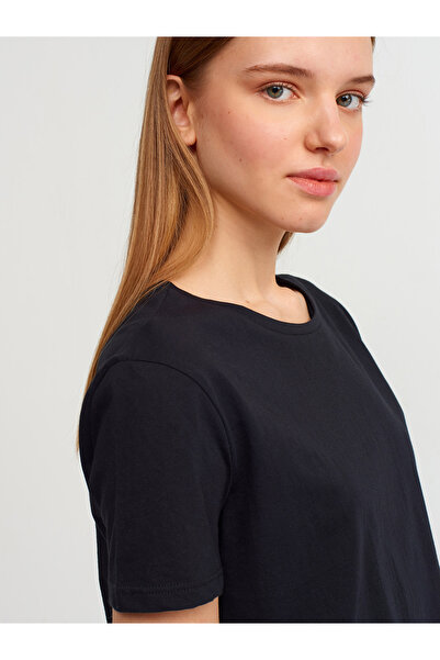 Dilvin 3471 Bisiklet Yaka Basic T-Shirt-Siyah